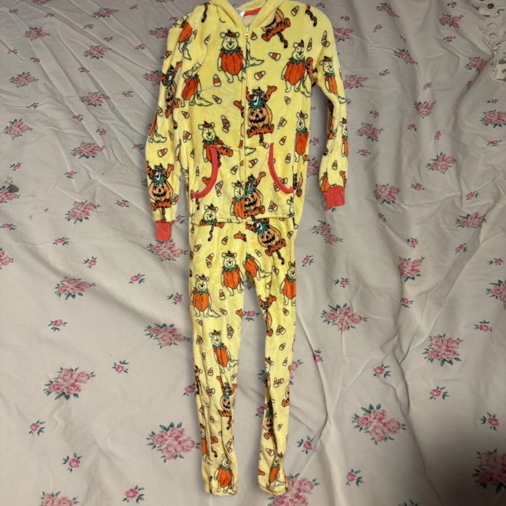 yellow winnie the pooh halloween onesie/ pajama